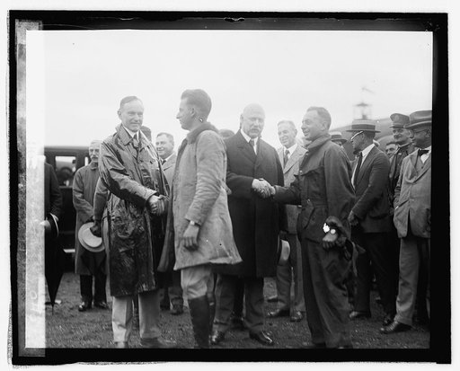 Pres. Coolidge & Sec. Weeks with World Flyers at Bolling Field