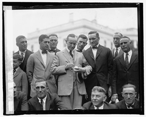 Calvin Coolidge with Washington Senators baseball team at White House, Washington, D.C.