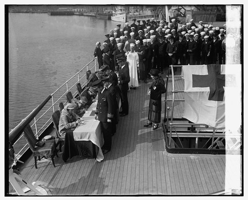 Society girls enrolling crew of Mayflower for Red Cross, 11/5/24