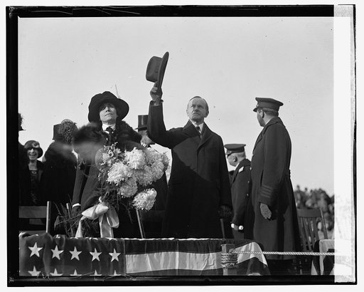 Pres. & Mrs. Coolidge and Capt. Andrews at Bolling Field, 11/25/24