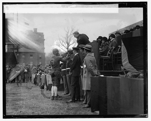 Rev. Jason Noble Pierce hands out ball for Pres. Coolidge, Scout Fleet - Fort Benning, 11/22/24