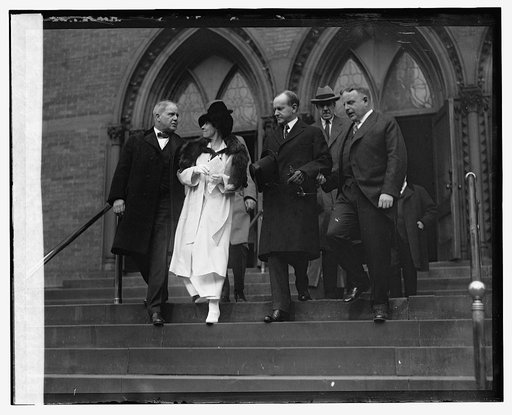 Pres. & Mrs. Coolidge leaving church, Thanksgiving, 11/27/24