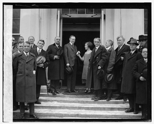 Coolidge with Miss Vada Watson, the Kansas Wheat Girl