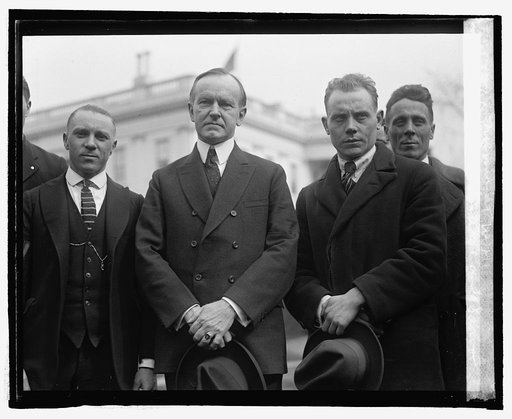 Joie Ray, Coolidge, and Paavo Nurmi at W.H., [2/21/25