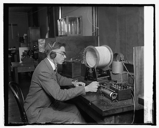 M.S. Strock measuring radio lengths at Bu. of Stan., 2/19/25