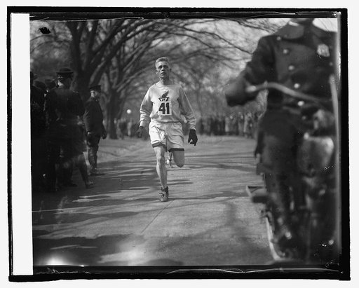 Whitey Michelsen winning 10 mile run, 3/3/25