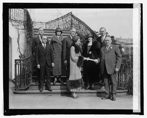 Fur dealers of Vermont present Mrs. Coolidge with coat, [3/9/25