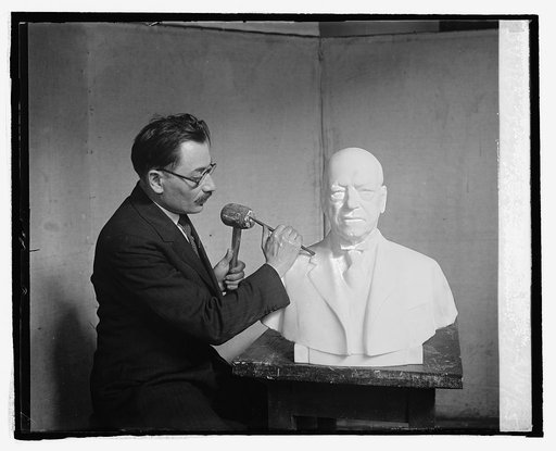 Moses W. Dykaar with bust of Gompers, 3/14/25