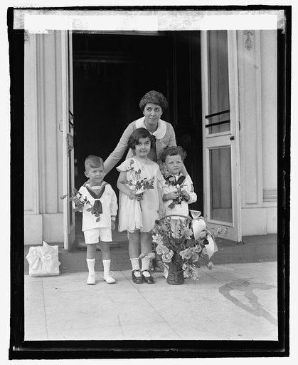 Children present Mrs. Coolidge with flowers, 5/1/25