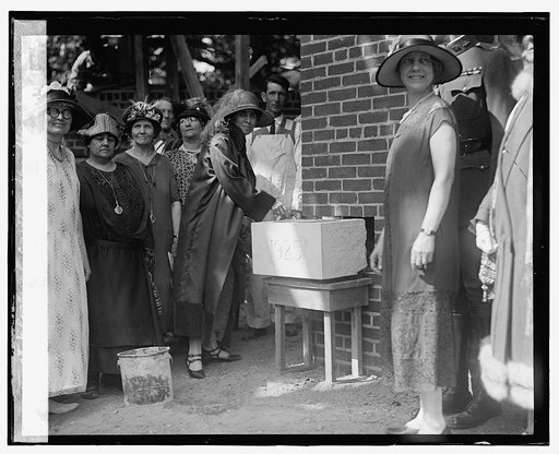 Mrs. Coolidge laying cornerstone at Florence Crittenden [i.e., Crittenton] Home , [5/27/25
