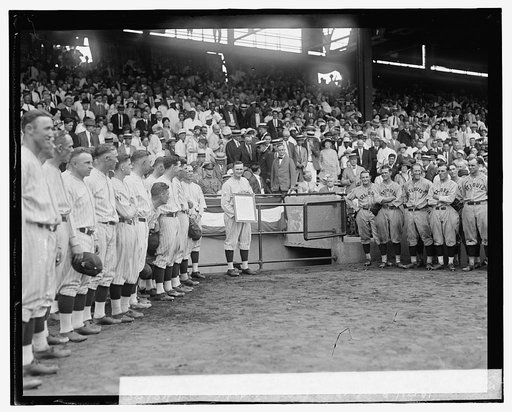 Coolidge presents Walter Johnson with 1924 American League Diploma, 6/18/25