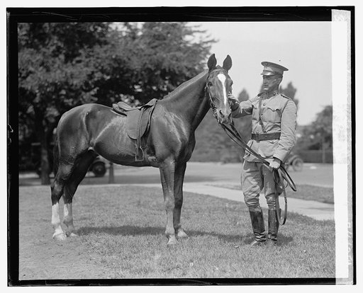 Capt. J.H. Craige, U.S.M.C. and horse "Sandy", 7/1/25