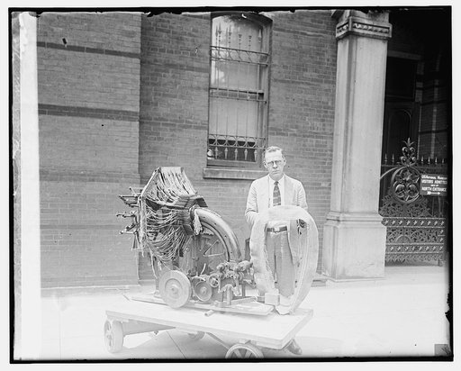 F.L. Lewton with auto tire fabric machine, museum, 7/22/25