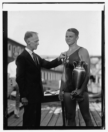 D.C. Crain & Clarence Ross, 1st Nat'l Long Dis. Swimming Race, 8/22/25