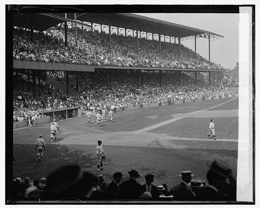 Baseball game at Griffith Stadium, Washington, DC. The Washington Nationals are playing the Philadelphia Athletics