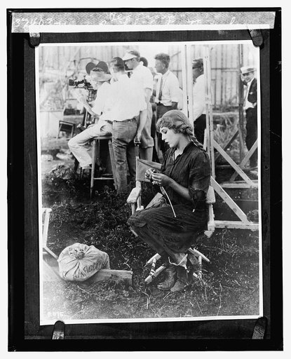 Mary Pickford knitting for Red Cross
