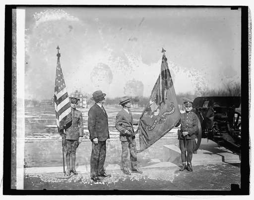 Gen. H.E. Ely & Hanford MacNider with their service flags, [2/17/26
