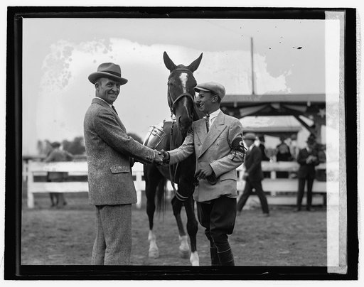 Hanford McNider with horse & cup of Georgia Mooser, [5/13/26