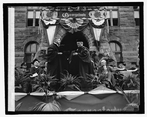 Herbert Hoover receiving hon. degree at Georgetown U., [6/8/26