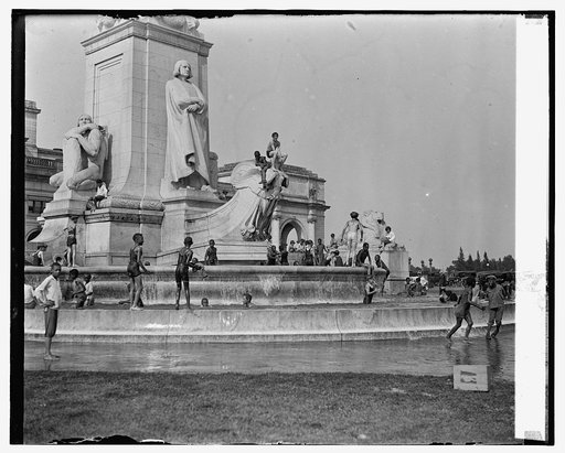 Boys swimming at Columbus statue, 7/9/26