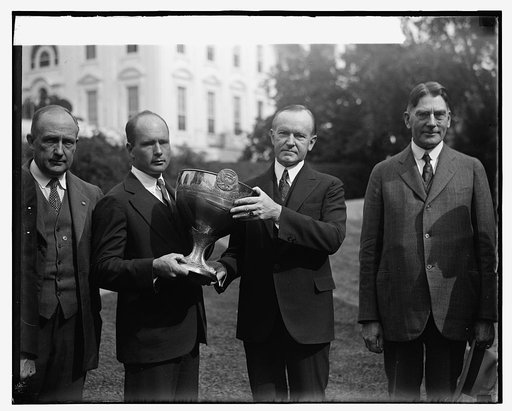 Coolidge presents President's Cup, Rogers, Hammersly, Coolidge, Wilbur, 10/14/26