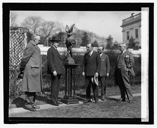 Pres. Coolidge presents Harmon Trophy to Shirley J. Short, 3/5/27