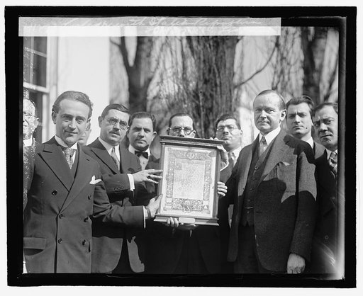 Coolidge with Italian Rep. League, 2/12/27