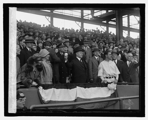 Coolidge throwing ball in opening game, 4/12/27