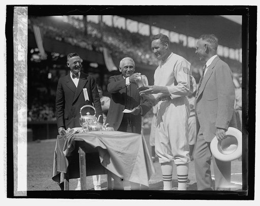 Walter Johnson, 20th yr. celebration, Kellogg presents Cup, 8/2/27