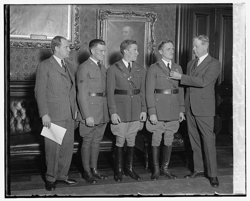 Secty. Davis decorating crew of The Question Mark, 3/2/29