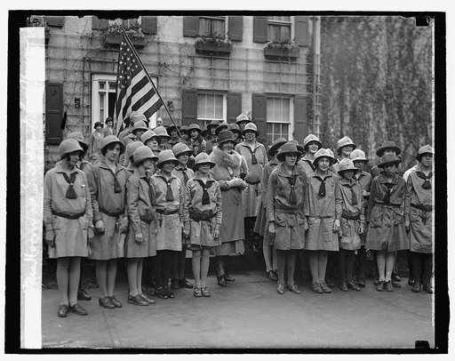 Mrs. Hoover at Girl Scout's Little House, 4/26/29