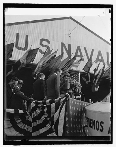 Mrs. Hoover christens plane, 10/3/29