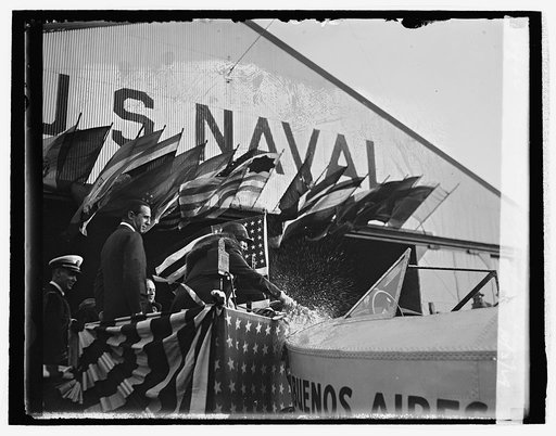 Mrs. Hoover christens plane, 10/3/29