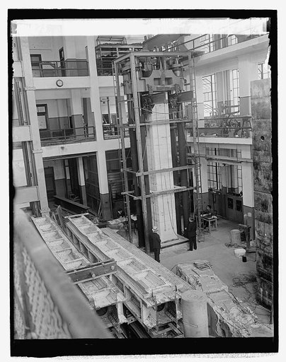 Bureau of Standards, testing concrete beams, 8/24/29