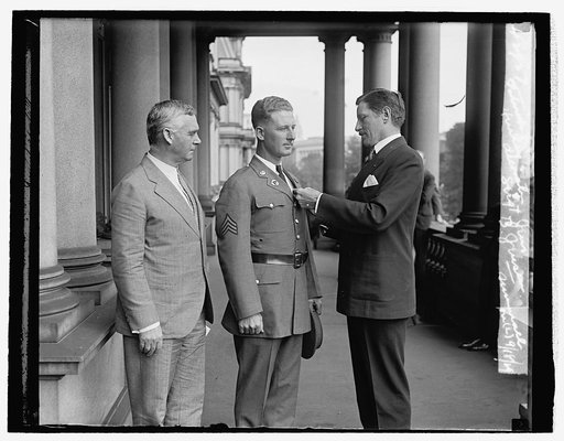 Patrick J. Hurley decoration Sergt. Jeno. B. Jensen; Summerall on (L), 9/18/29