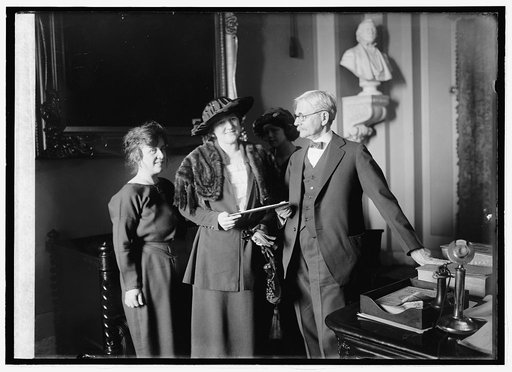 Mrs. Thos. D. Schall, Mrs. Eugene Drendome & Vice Pres. delivering the electorial vote of Minn., 1/24/21