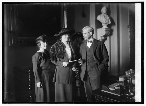 Mrs. Thos. D. Schall, Mrs. Eugene Drendome & Vice Pres. delivering the electorial vote of Minn., 1/24/21