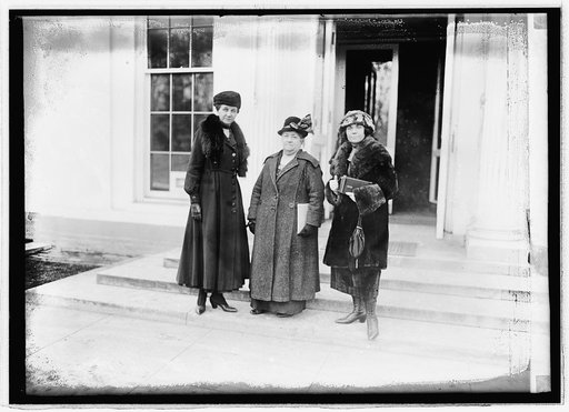 Left to right: Mrs. Herman A. Vedder, Mrs Chas. A. Neisel, both of New York, and Mrs. Arthur D. Church of Boston, representing the Gold Star Mother's Assn. of America who called at the White House today to urge the President's aid in assisting the mothers of America to visit the graves of their sons