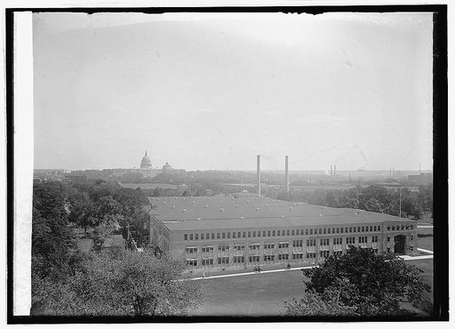 Bird's-eye view toward Capitol, Washington, D.C.