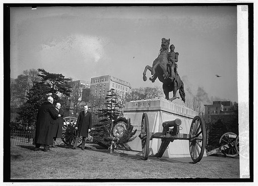 Coolidge at Jackson statue, [1/8/24