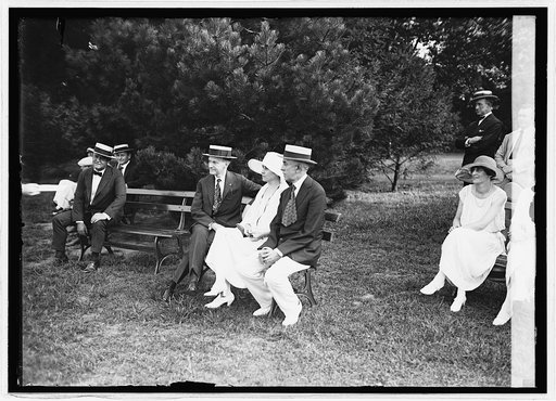 Pres. & Mrs. Coolidge and Sec. Slemp at ball game [...] White House reporters & photographers, 8/8/24
