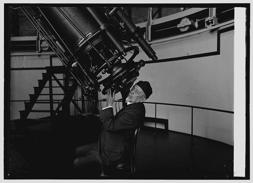Prof. Hall of Naval Observatory with 26 inch telescope, [Washington, D.C.], 8/18/24