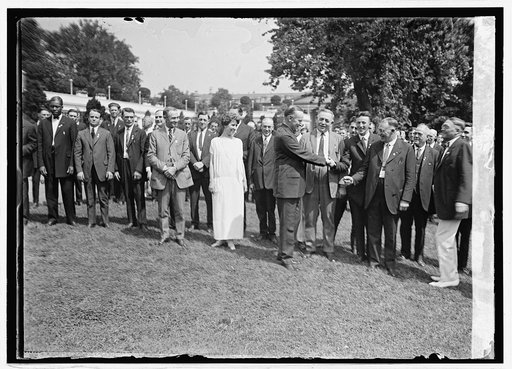 Pres. & Mrs. Coolidge with Labor [Delegation] at White House, [Washington, D.C., 9/1/24