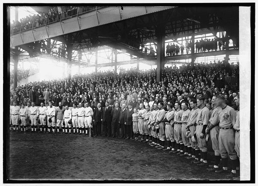 Pres. & Mrs. Coolidge with managers, umpire & players at World Series, 10/10/24
