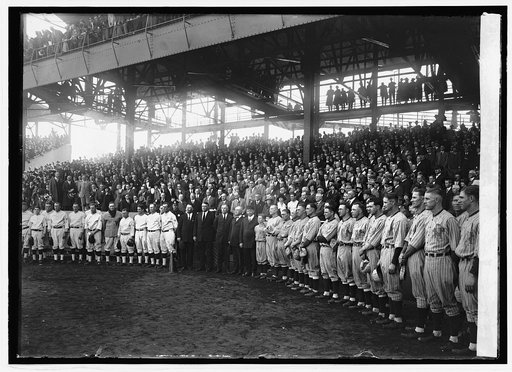 Pres. & Mrs. Coolidge with team managers, umpire & players at World Series, [10/10/24