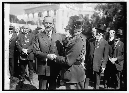 Coolidge & Lt. Dan R. Edward at White House, [Washington, D.C.], 10/3/24