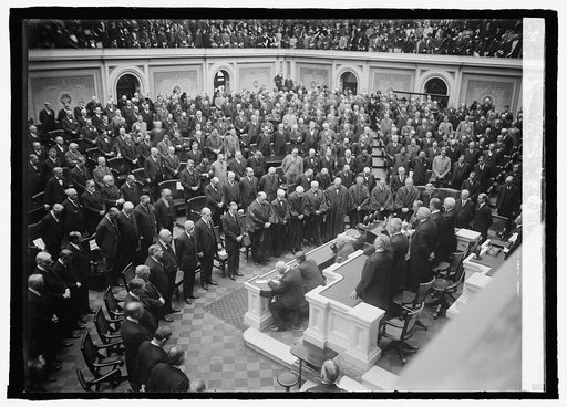 Dr. Montgomery offering prayer at Wilson memorial exercises in House, 12/15/24