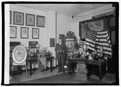 Gen. J.E. Lejeune with trophies won by Marine Corps., 1/12/25