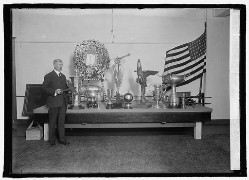 Gen. M.M. Patrick with trophies won by Army Air Service, 1/12/25