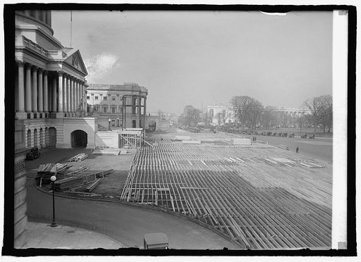 Construction of inaugural stands at Capitol, [Washington, D.C.], [2/3/25